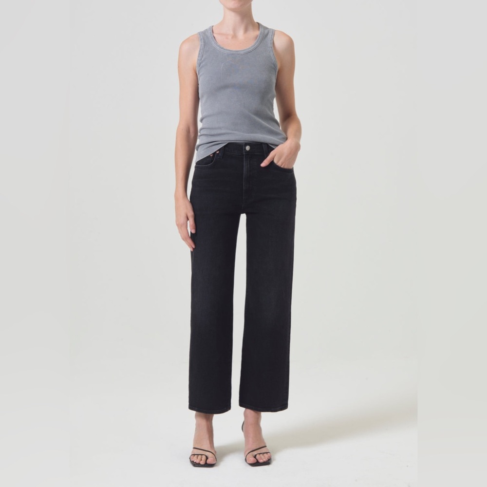Agolde Women's‎ HARPER CROP JEAN (WEIGHTLESS STRETCH) In Black radius Sz: 29